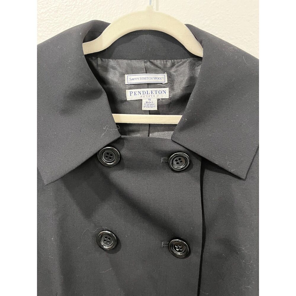 Black Wool Pendleton Trench Coat - image 2